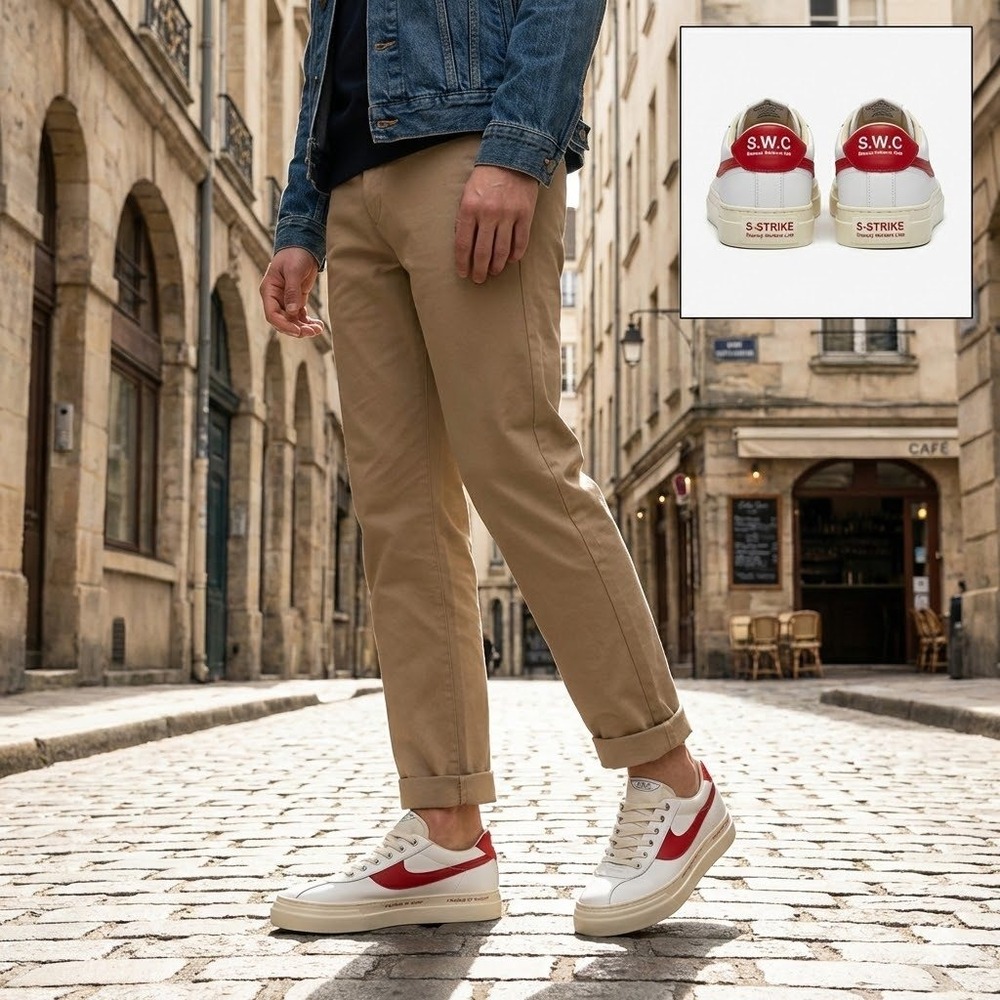 Stepney Workers Club Pearl S-Strike White Red Leather Sneakers YA07100 Men EU 41